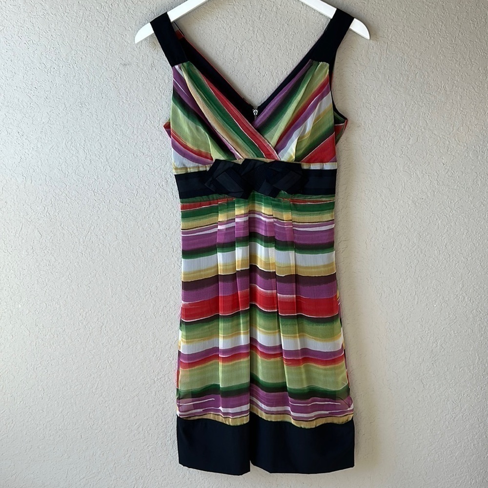 The Limited Colorful Sheer Overlay Empire Waist V Neck Cocktail Dress Size‎ 2